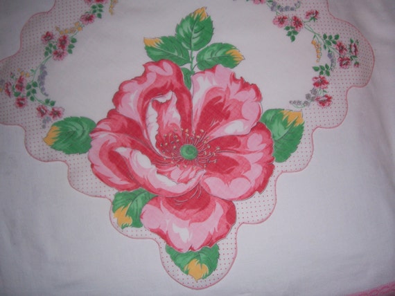 Vintage White Hanky with Red Flowers - Hankie Han… - image 4