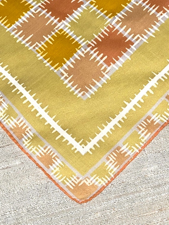Vintage Yellow Orange and White Hanky with Graphi… - image 8