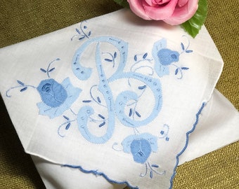 Lavender Sachet Made from an Antique Initial B Handkerchief Something Blue Bridal Wedding Bridesmaid Party Housewarming Hostess Gift