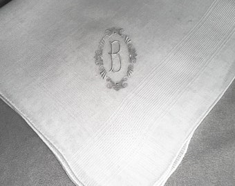 Vintage Initial B Handkerchief for a Gentleman Hankie Handkerchief