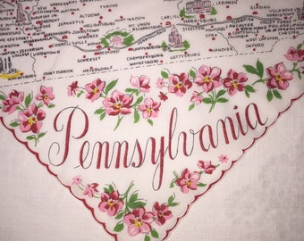 Vintage Pennsylvania Hanky from the 1950s - Handkerchief Hankie