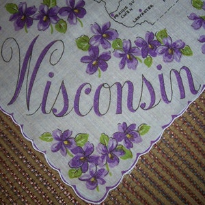 Vintage Wisconsin State Hanky - Handkerchief Hankie