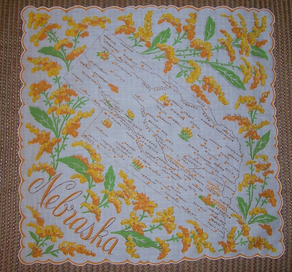 Vintage Nebraska State Hanky - Handkerchief Hankie - image 2