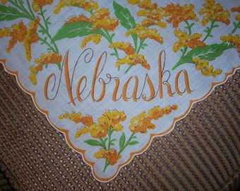 Vintage Nebraska State Hanky - Handkerchief Hankie