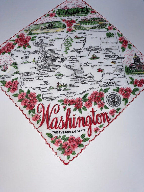 Vintage Washington State Hanky - Hankie Handkerch… - image 2