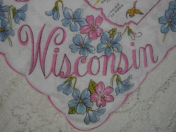 Vintage Wisconsin Hanky - Handkerchief Hankie - image 1