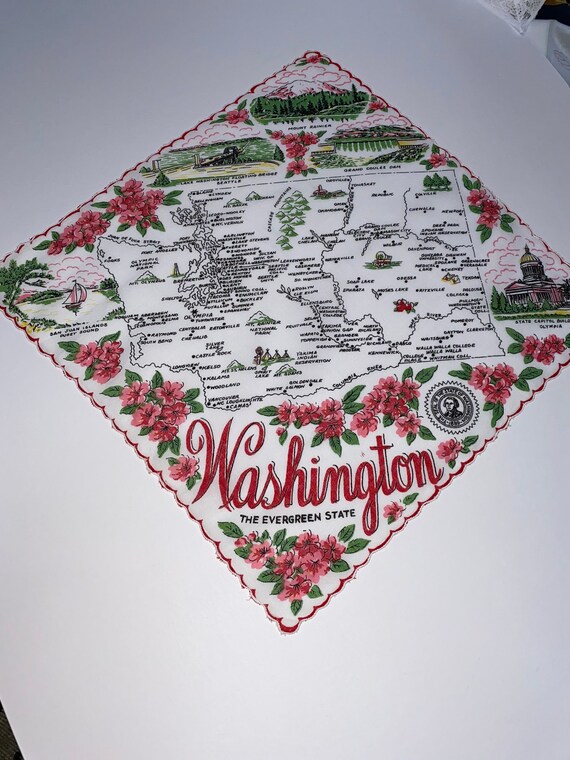 Vintage Washington State Hanky - Hankie Handkerch… - image 3