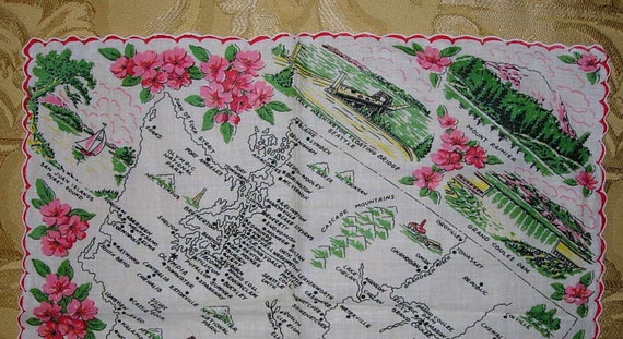 Vintage Washington State Hanky - Hankie Handkerch… - image 3