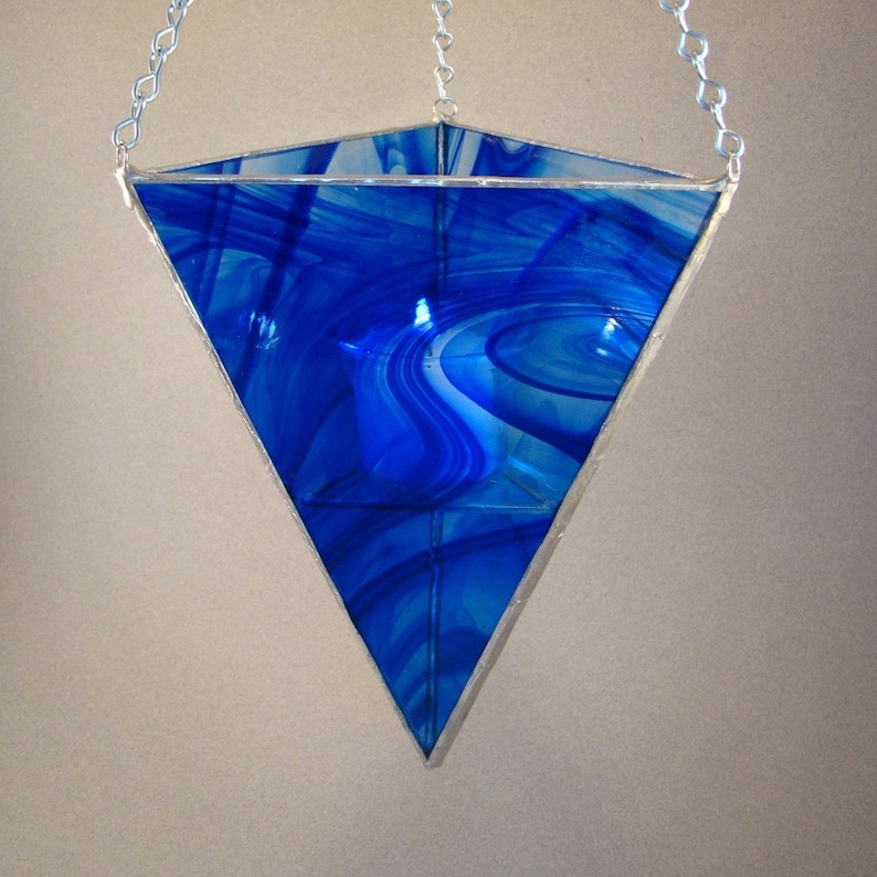 Lantern Stained Glass Hanging Candle Holder Cobalt Etsy