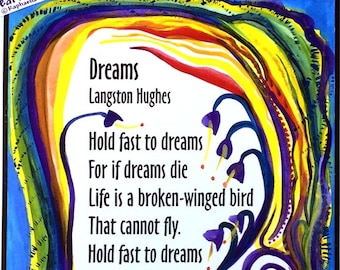 DREAMS 11x14 LANGSTON HUGHES Poetry Quote Poster Black Lives African American Inspiration Classroom Decor Heartful Art by Raphaella Vaisseau