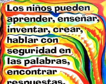 Los Ninos Pueden What CHILDREN Can Do 11x14 Espanol Spanish Classroom Decor School Motivation Inspiration Heartful Art by Raphaella Vaisseau