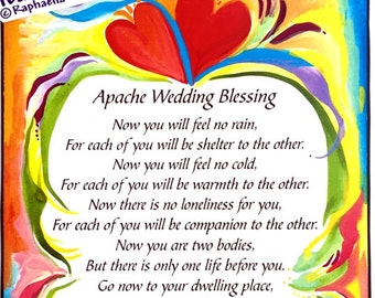APACHE WEDDING BLESSING 5x7 Inspirational Poster Bride Groom Marriage Anniversary Love Sayings Home Decor Heartful Art by Raphaella Vaisseau