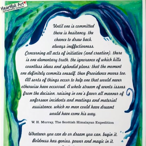 UNTIL One Is Committed GOETHE MURRAY Inspirational Business Quote Motivational 11x14 Office Wall Decor Heartful Art by Raphaella Vaisseau