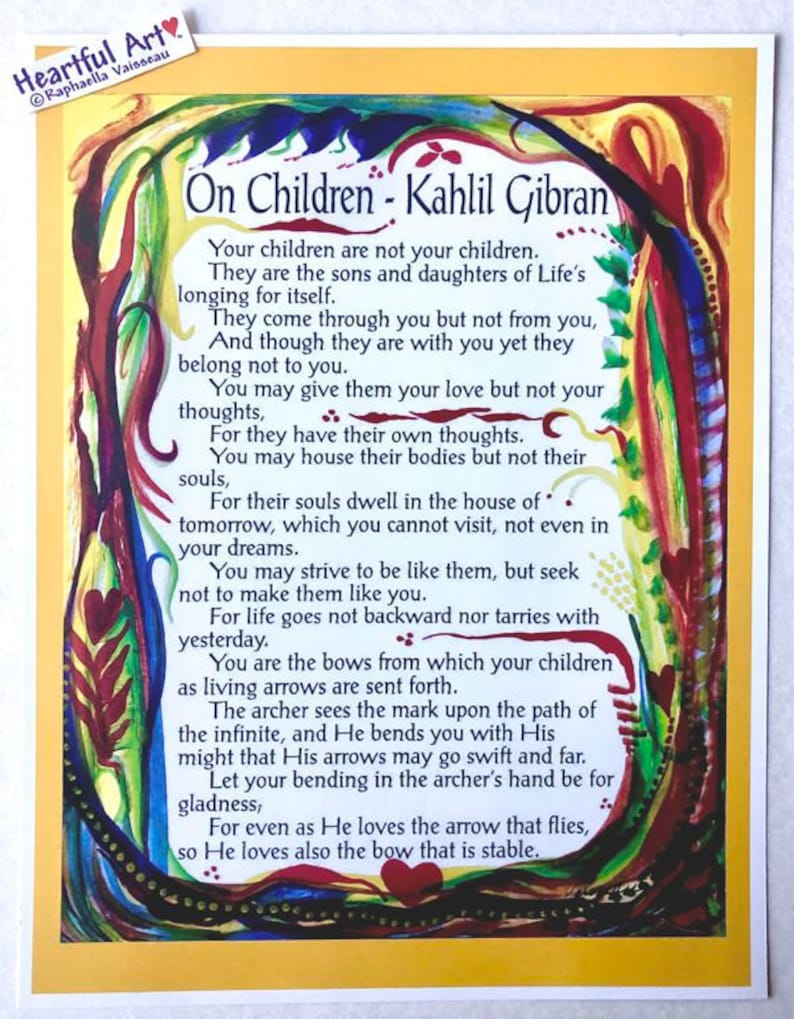 ON CHILDREN 8x11 Kahlil Gibran Print Prophet Inspirational - Etsy