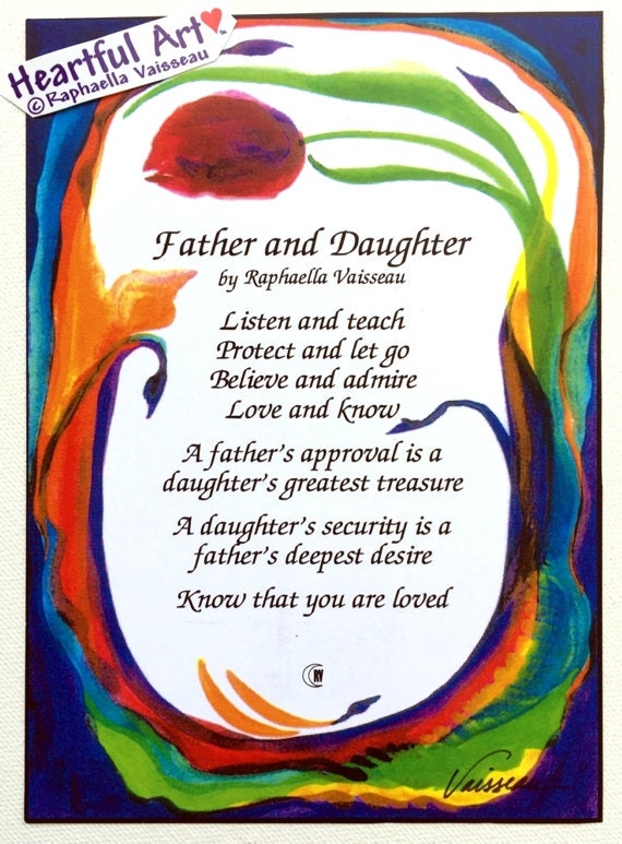 FATHER DAUGHTER Original POEM Inspirational Quote Family Home | Etsy