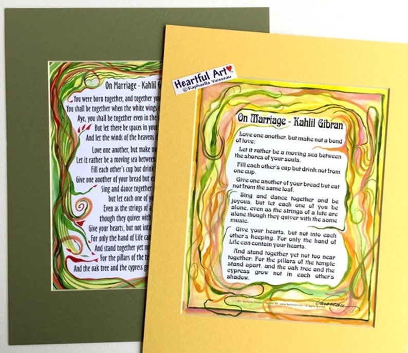 ON MARRIAGE 11x14 Kahlil Gibran Inspirational Quote ...