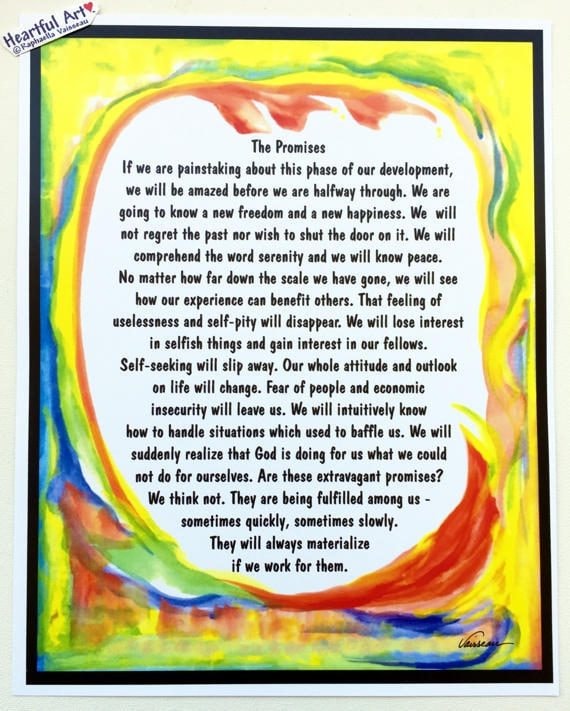 PROMISES AA 11x14 Motivational 12 Step Poster Sobriety - Etsy