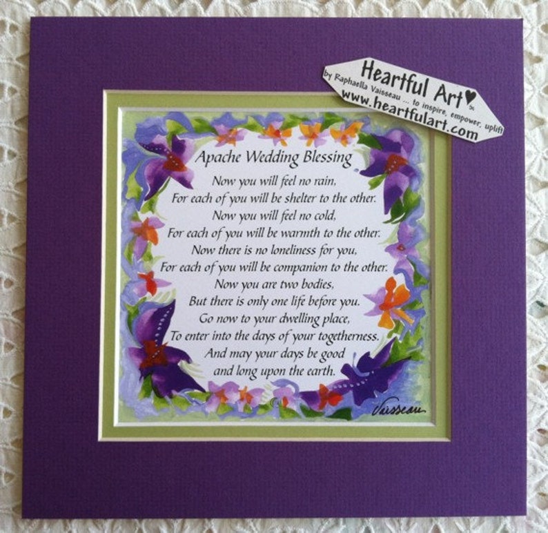 APACHE WEDDING BLESSING 8x8 Inspirational Quote Bride
