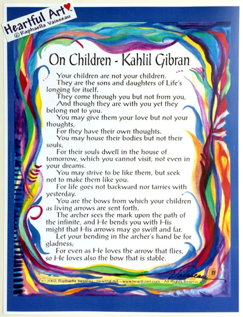ON CHILDREN 8x11 Kahlil Gibran Print Prophet Inspirational - Etsy