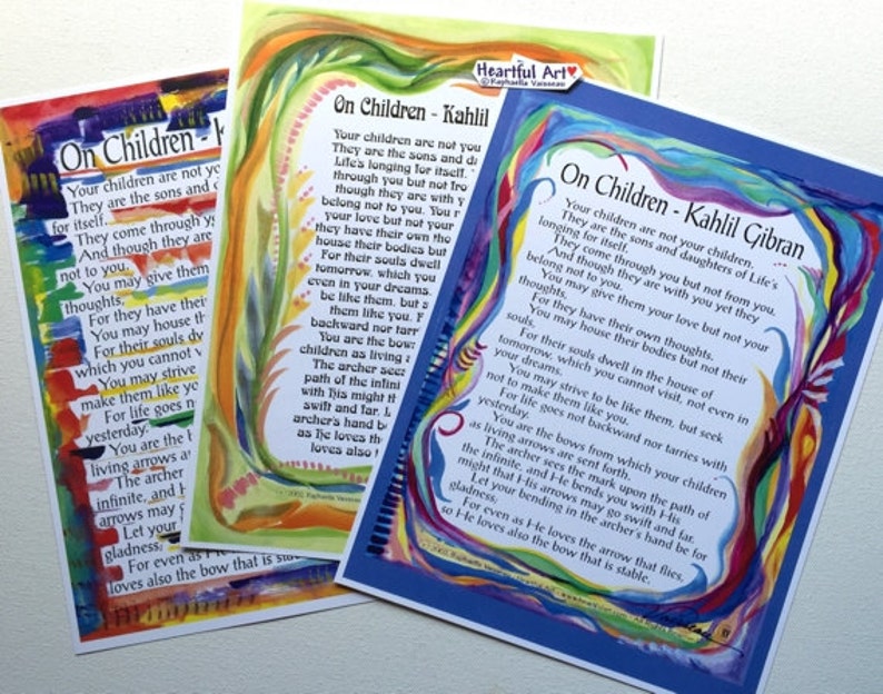 ON CHILDREN 8x11 Kahlil Gibran Print Prophet Inspirational - Etsy