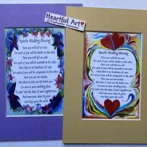 APACHE WEDDING BLESSING 5x7 Print Inspiration Bride Groom Marriage Anniversary Love Sayings Home Decor Heartful Art by Raphaella Vaisseau