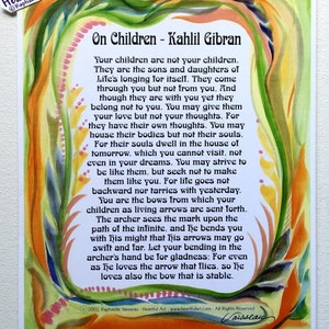 ON CHILDREN 8x11 Kahlil Gibran Print Prophet Inspirational QUOTE Baby ...