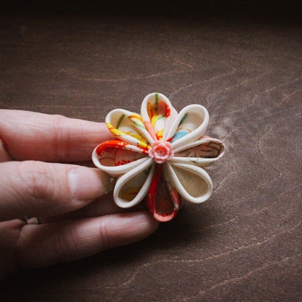 Vintage Kimono Vibrant Multicolor Kanzashi Hair Clip