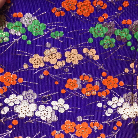 Vintage Japanese Girls Purple Floral With Metalli… - image 1