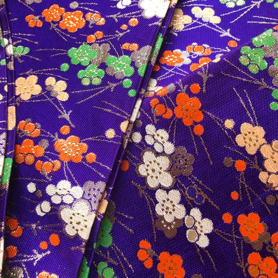 Vintage Japanese Girls Purple Floral With Metalli… - image 2