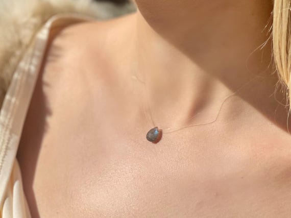 Floating Labradorite Necklace: Minimalist Boho Choker