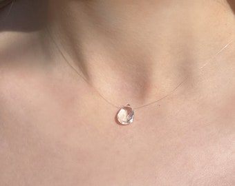 Drijvende ketting van heldere kwarts: minimalistische boho choker