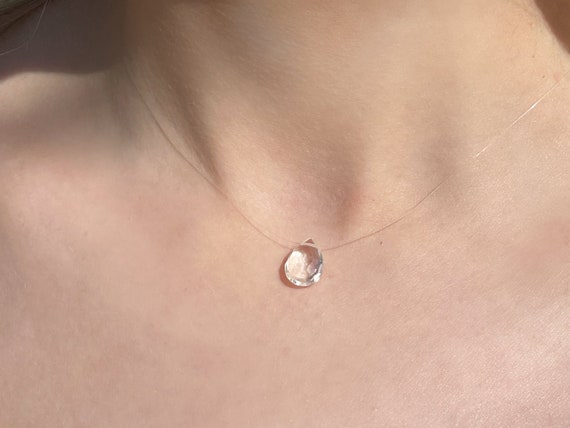 Clear Quartz Floating Necklace: Minimalist Boho Choker