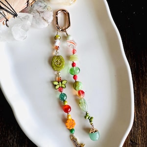 Beaded Bag Charm | Bag Accessories | Country Boho | Trendy Bag Charm | Orange & Green Bag Charms | Cowgirl | Bag Jewelry | Western
