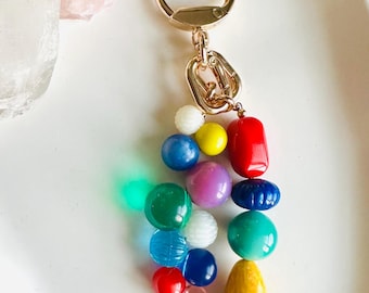 Dije de bolso con cuentas / Dijes únicos hechos a mano / Cuentas vintage / Cuentas de chicle / Joyería para bolso / Retro