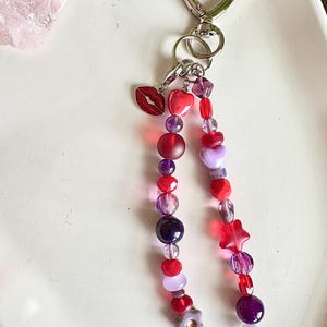 Beaded Bag Charm | Bag Accessories | Charm | Trendy Bag Charm | Purple and Red Bag Charms |Bag Jewelry | Gift for her