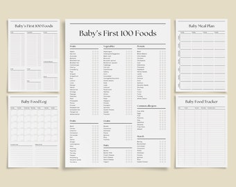 Suivi de l'alimentation de bébé, liste des 100 premiers aliments (téléchargement numérique)