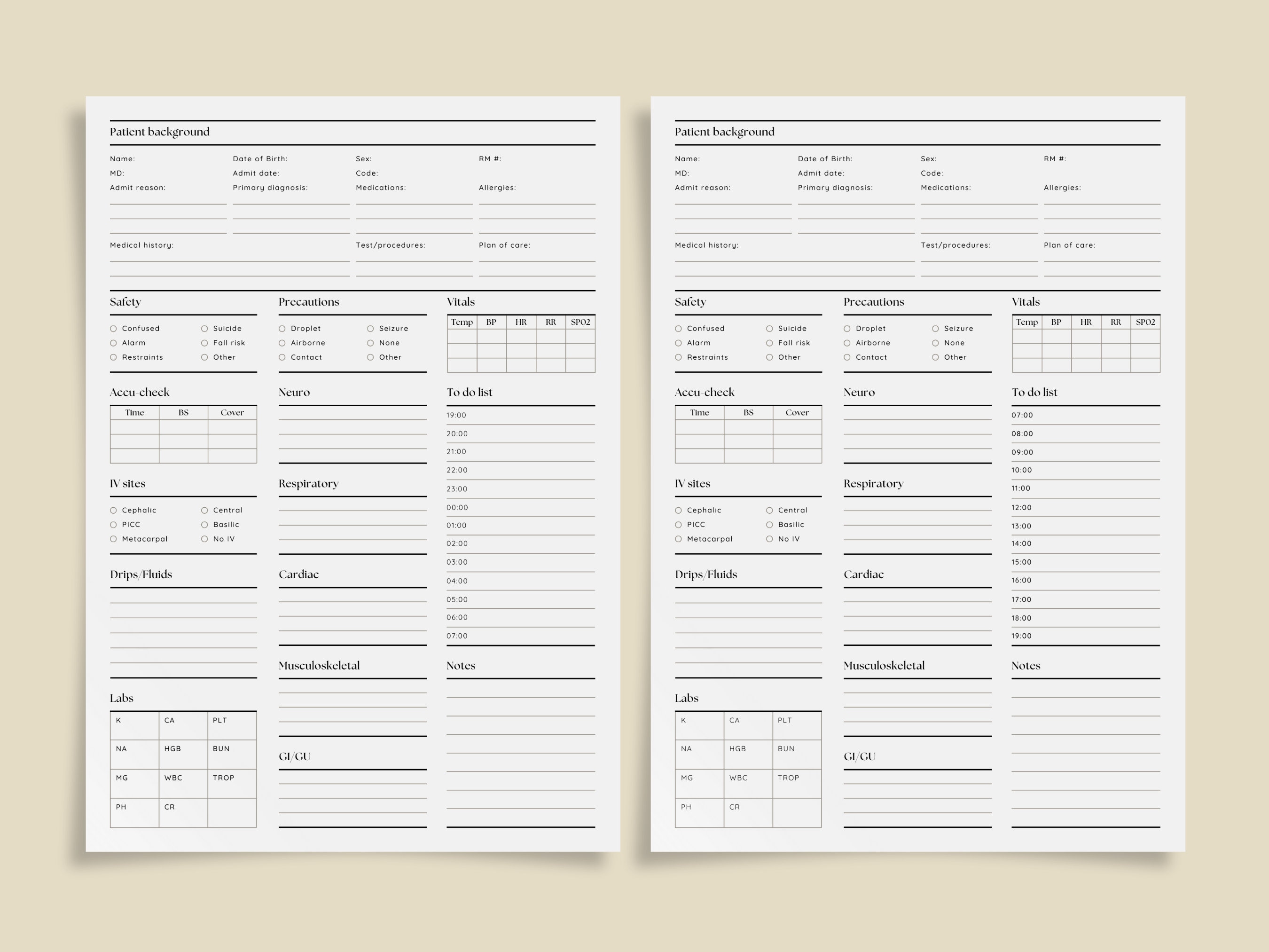 Printable Nurse Report Sheet Template, DIGITAL DOWNLOAD Etsy