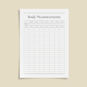 Printable Body Measurements Tracker, Fitness Progress Sheet, Body Transformation Template, Before & After Tracker, INSTANT DIGITAL DOWNLOAD