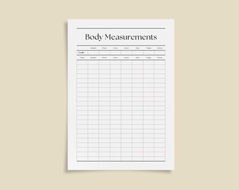 Printable Body Measurements Tracker, Fitness Progress Template (Digital Download)