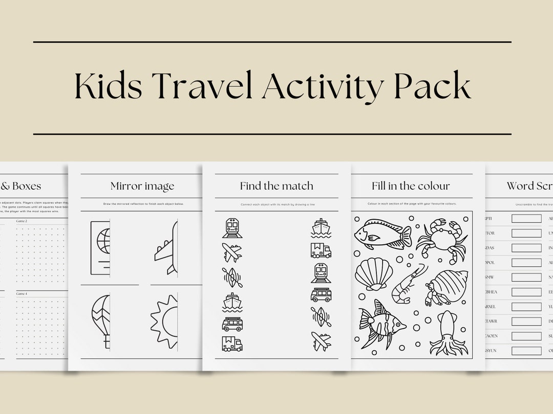 Kids Travel Activity Pack, 20 Printable Kids Activity Pages, Airplane ...