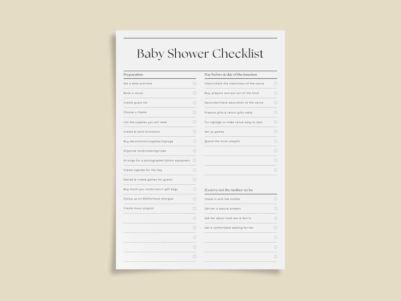 Baby Shower Checklist Printable, Baby Shower Planner Printable, Baby ...