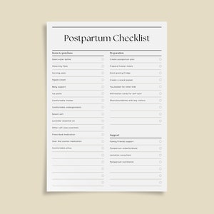 Postpartum Checklist Printable, Postpartum Planner Printable, Pregnancy Planner, New Mom Planner, Baby Essentials, INSTANT DIGITAL DOWNLOAD