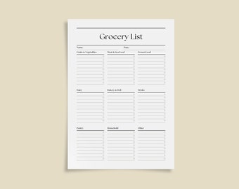 Printable Grocery List Template (Digital Download)