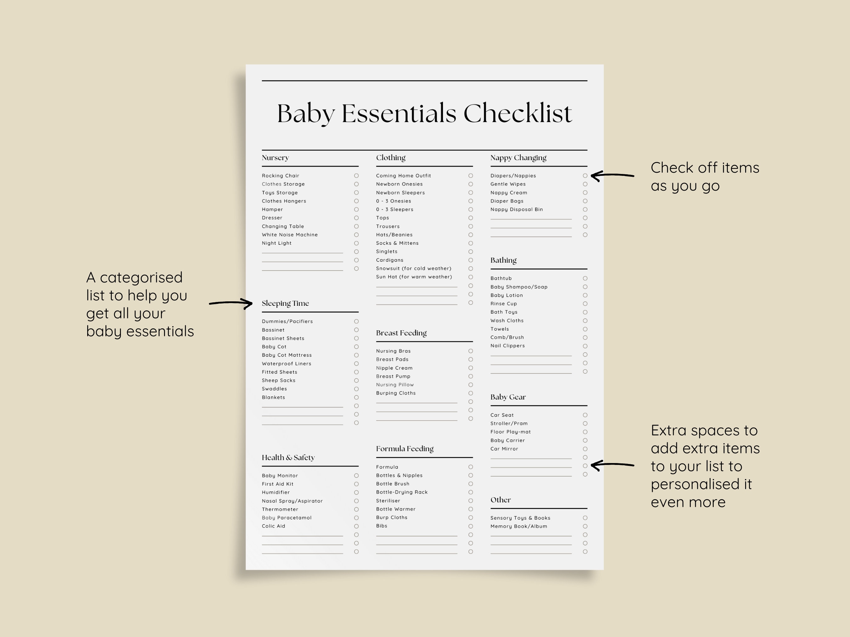 Queen Baby Checklist.pdf Printable Baby Essentials Checklist, Newborn Registry (digital Download ...