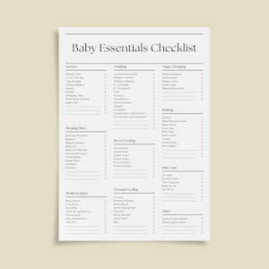 Printable Baby Essentials Checklist, Newborn Checklist, Nursery Checklist, Baby Registry ...