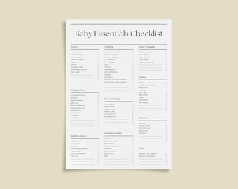 Printable Baby Essentials Checklist, Newborn Checklist, Nursery Checklist, Baby Registry Checklist, INSTANT DIGITAL DOWNLOAD