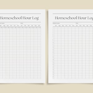 Printable Homeschool Hour Log Template, Kids Homeschooling Timetable, Editable in CANVA, DIGITAL DOWNLOAD