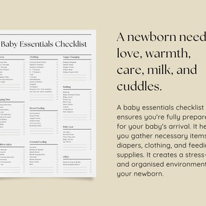 Printable Baby Essentials Checklist, Newborn Registry (digital Download ...