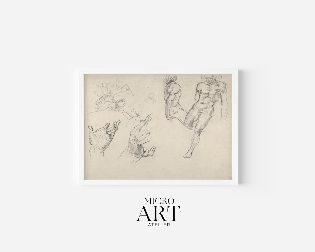 Degas Studies of Hands Drawing Graphite Fine Art Printable Wall Art ...