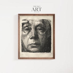1934 Käthe Kollwitz Charcoal | Self-Portrait | Painting Print | Digital Download | 300 DPI